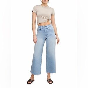 Good American Good Waist Palazzo Cropped Jeans